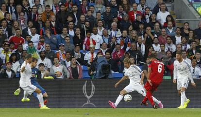 Un lance del partido de Supercopa de Europa entre Real Madrid y Sevilla.