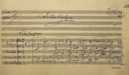 Detalle de la partitura original de &#039;Parsifal&#039;, de Richard Wagner.