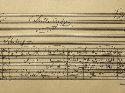 Detalle de la partitura original de &#039;Parsifal&#039;, de Richard Wagner.