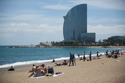 La playa de la Barceloneta (Barcelona) el pasado jueves.