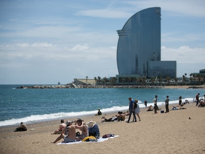 La playa de la Barceloneta (Barcelona) el pasado jueves.