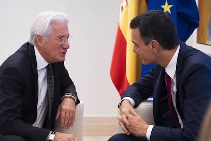 Richard Gere y Pedro Sánchez, en la Moncloa