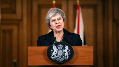 La primera ministra británica,Theresa May, este jueves en Downing Street, Londres. 