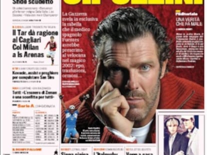 Cipollini, protagonista en la portada de la 'Gazzetta dello Sport'.