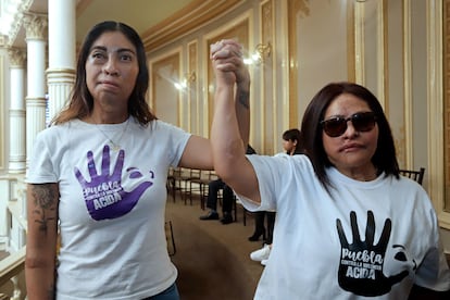 Esmeralda Millán y Carmen Sánchez, quienes fueron atacadas con ácido por sus exparejas, celebraron la aprobación de la Ley Ácida por el Congreso de Puebla, que castiga como tentativa de feminicidio la agresión que ellas padecieron.