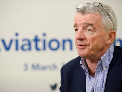 El fundador de Ryanair, Michael O'Leary, durante la rueda de prensa de este martes.
