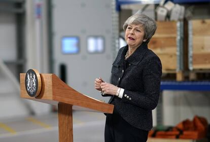 La primera ministra británica, Theresa May, el 8 de marzo en Grimsby (Inglaterra).