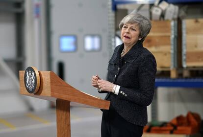 La primera ministra británica, Theresa May, el 8 de marzo en Grimsby (Inglaterra). 