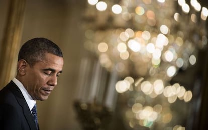 El presidente Obama, durante su comparecencia en la Casa Blanca.