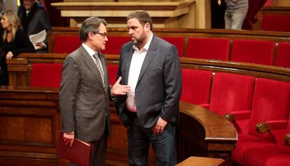 Artur Mas i Oriol Junqueras, al Parlament el 2014.