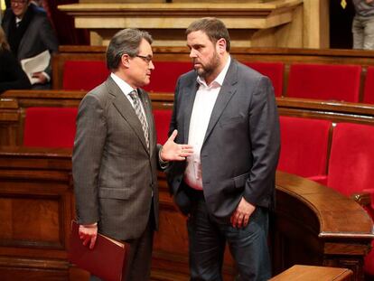 Artur Mas i Oriol Junqueras, al Parlament el 2014.