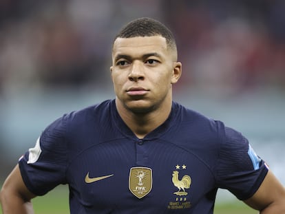 Kylian Mbappé durante el partido ante Marruecos.