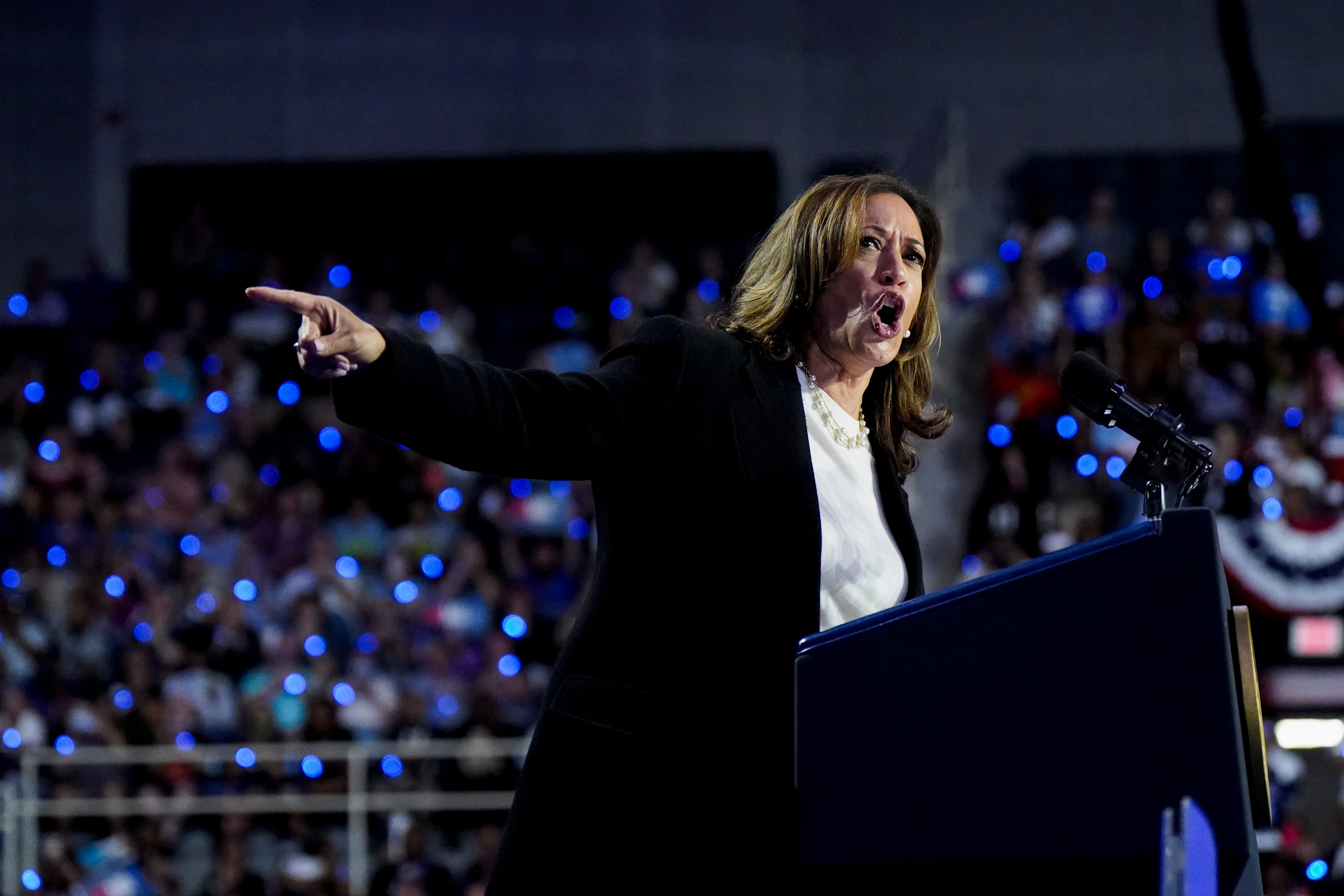 Kamala Harris stokes battle of ideas, calling Trump a ‘threat’ to US democracy