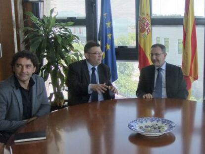 Ximo Puig con el rector de la Universidad Jaume I, Vicent Climent.