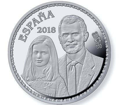 La moneda con Felipe VI y la princesa Leonor.