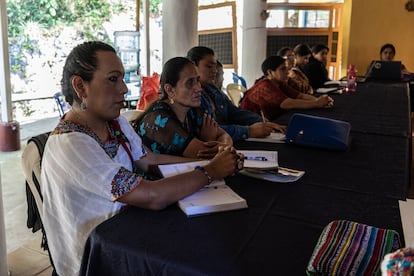 Chub durante una reunión para las actividades municipales para el 8 de marzo en Cobán, Guatemala.