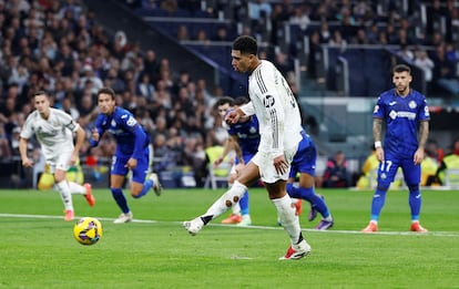 Jude Bellingham anota el primer gol del Real Madrid ante el Getafe en el partido de la jornada 15 el pasado domingo 1 de diciembre.