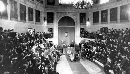 Constituci&oacute;n del primer Parlamento vasco electo tras la Guerra Civil.