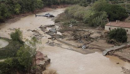 El río Francolí, desbordado.