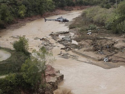 El río Francolí, desbordado.