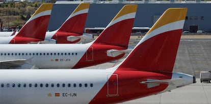 Aviones de Iberia en Madrid-Barajas.