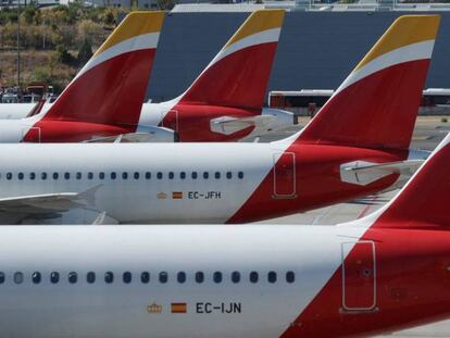 Aviones de Iberia en Madrid-Barajas.