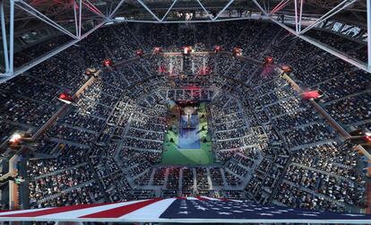 Vista general del Centro Nacional de Tenis USTA durante la ceremonia de apertura del US Open en Nueva York (EE.UU.). El abierto de tenis se celebra hasta el día 10 de septiembre.