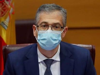 El gobernador del Banco de España, Pablo Hernández de Cos, en el Senado.