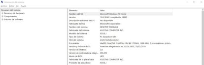 Información del sistema de Windows.