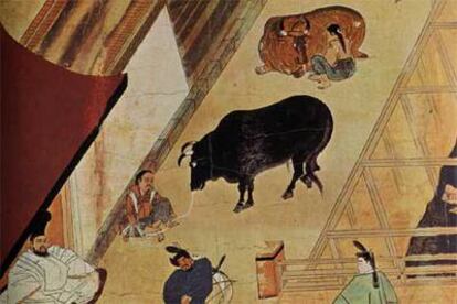 Escena de la vida de Sugawa Michizane, ilustración del siglo XIII.