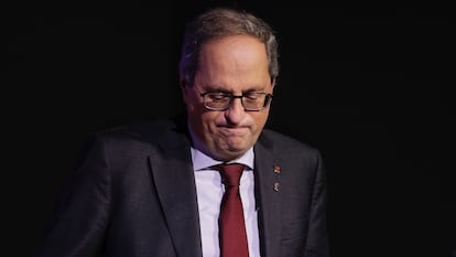 Quim Torra, este lunes en un acto en Barcelona.