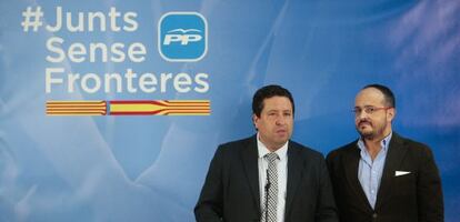 El presidente del PP de Castell&oacute;n, Javier Moliner, y el de Tarragona, Alejandro Fern&aacute;ndez.