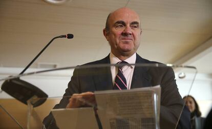 Luis de Guindos durante una rueda de prensa en el Ministerio de Econom’a en Madrid.