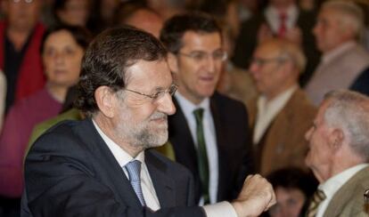 El presidente del Partido Popular, Mariano Rajoy, en un acto en Lugo