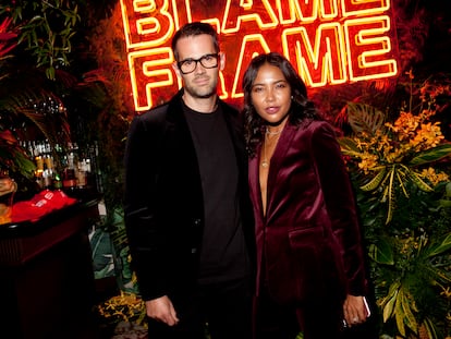 Jens Grede and Emma Grede at a party for Jens' company Frame during New York Fashion Week in 2019.