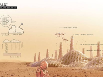 Una posible ciudad en Marte con algas y ‘tokens’