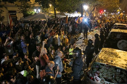 Protests outside the Ministry of the Economy in Barcelona on September 20.