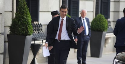 El presidente del Gobierno, Pedro Sánchez, llega al Congreso el pasado miércoles.