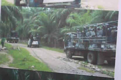 Esta foto proporcionada por la comunidad de Panamá documenta la ocupación de parte de la plantación y su expulsión por parte del Ejército hondureño.