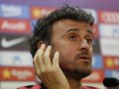 Luis Enrique, durant la roda de premsa a Sant Joan Despí.