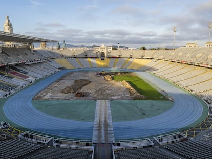 Las obras en el Estadio Olímpico Lluís Companys de Montjuïc.
