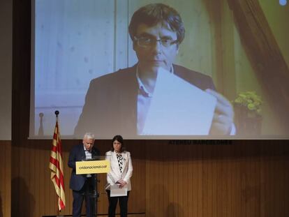 Puigdemont durante la presentación del nuevo partido.