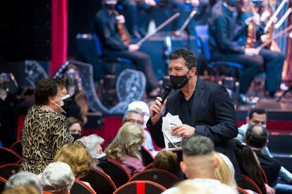 Antonio Banderas, esta mañana, en el Teatro del Soho.