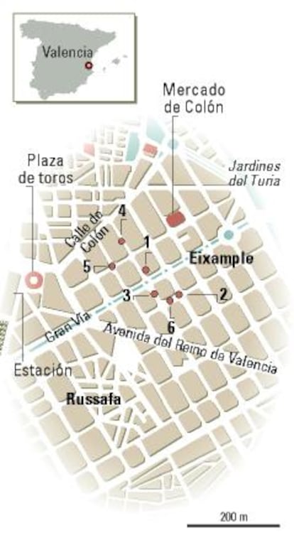 Plano del Eixample, en Valencia.