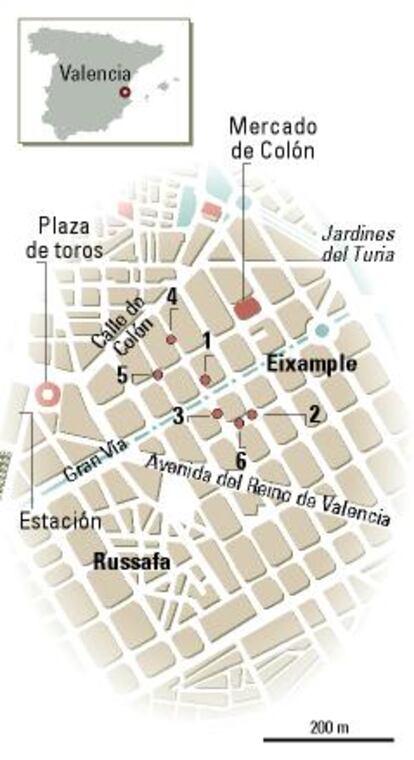 Plano del Eixample, en Valencia.