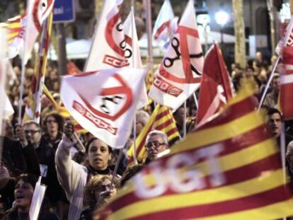 Detalle de la manifestación de Barcelona.