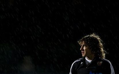 Puyol, durante un entrenamiento con España.