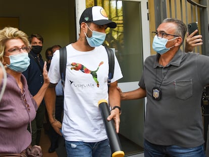 Luis Suárez, tras superar el examen de italiano en Perugia.