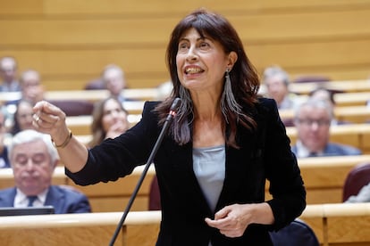 La ministra de Igualdad, Ana Redondo, en la sesión de control al Gobierno celebrada este martes en el Senado.