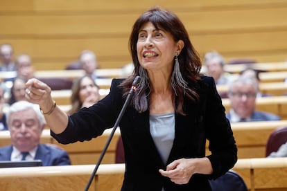 La ministra de Igualdad, Ana Redondo, en la sesión de control al Gobierno celebrada este martes en el Senado.